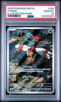 2025 POKEMON DRI EN-DESTINED RIVALS ILLUSTRATION RARE #183 YANMA PSA 10 - Image 1