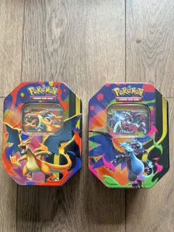 Pokemon TCG: Mega Charizard X & Mega Charizard Y Tins - Set Of 2 - Sealed - Image 1