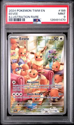 2024 POKEMON TWM EN-TWILIGHT MASQUERADE ILLUSTRATION RARE #188 EEVEE PSA 9 - Image 1