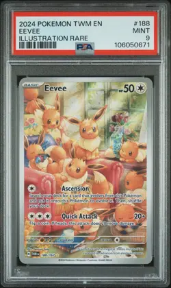 POKEMON 2024 TWILIGHT MASQUERADE EEVEE ILLUSTRATION RARE 188 PSA 9 - Image 1