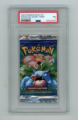 Pokemon PSA 7 NM 1999 Base set Shadowless Short Crimp Booster Pack Venusaur! - Image 1