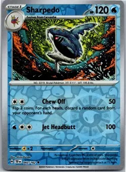 Sharpedo - SV05: Temporal Forces 043/162 - Uncommon - NM Pokemon TCG - Image 1