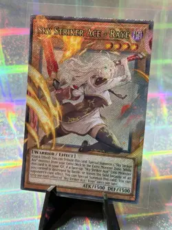 Yu-Gi-Oh! TCG Sky Striker Ace Raye Quarter Custom Full Art/over Frame Platinum - Image 1