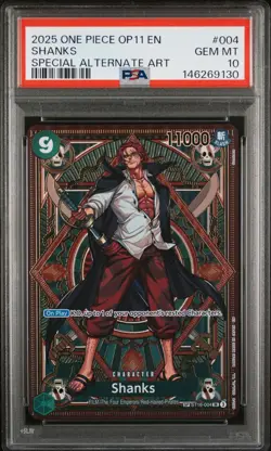 2025 ONE PIECE OP11-A FIST OF DIVINE SPEED SPECIAL ALTERNATE ART SHANKS PSA 10 - Image 1