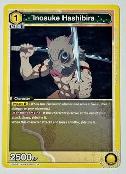 Union Arena - Kimetsu no Yaiba Inosuke Hashibira UE05BT/KMY-1-015 U Demon Slayer - Image 1