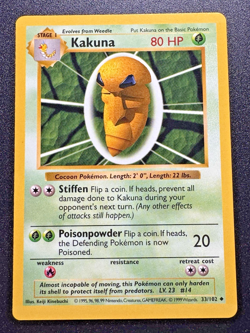 Shadowless Kakuna 33/102 Base Set Wotc Pokemon Card Rare LP - Image 1
