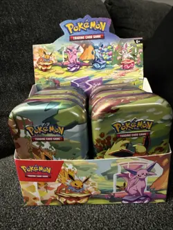 Pokemon Opened Mini Tin Display With Opened Mini Tins. Some Cards Included. - Image 1