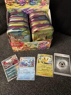 Pokemon Opened Mini Tin Display With Opened Mini Tins. Some Cards Included. - Image 2