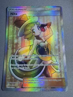 Pokemon Nita Full Art Holo Ultra Rare Sm-Team Up 180/181 Trainer Card LP - Image 1