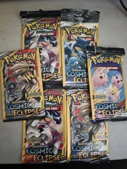 Pokemon Sun & Moon Cosmic Eclipse 3 Card Booster Packs Lot New Sealed - Image 1