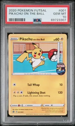 PSA 10 GEM MINT Pikachu on the Ball 001 Pokemon Futsal Promo Card 2020 - Image 1