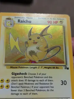 Pokemon Card Raichu 14/62 Fossil Holo 1999 MP Condition - Image 2