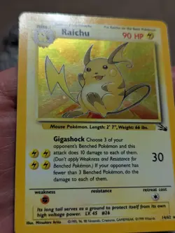 Pokemon Card Raichu 14/62 Fossil Holo 1999 MP Condition - Image 5