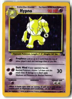 Hypno ⭐ 8/62 Holo Rare Fossil 1999 Pokemon LP/MP - Image 1