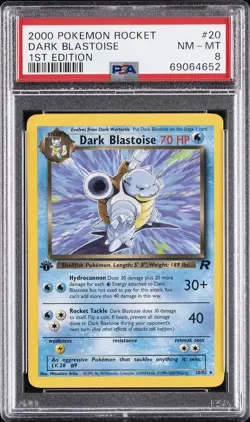 2000 POKEMON ROCKET 1ST ED #20 DARK BLASTOISE PSA 8 - Image 1