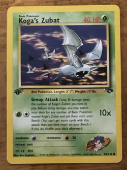 Pokemon TCG Koga’s Zubat #83/132 Non Holo 1st Edition Vintage 1999 - Image 1