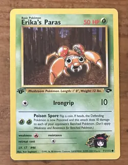 Pokemon TCG Erika’s Paras #71/132 Non Holo 1st Edition Vintage 1999-2000 - Image 1