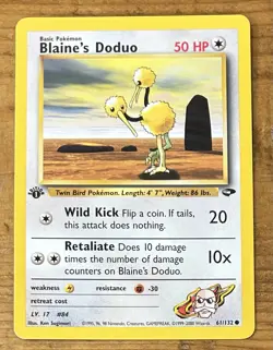 Pokemon TCG Blaine’s Doduo #61/132 Non Holo 1st Edition Vintage 1999-2000 - Image 1