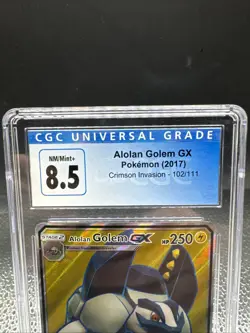 2017 POKEMON SUN & MOON CRIMSON INVASION #34 ALOLAN GOLEM GX CGC 8.5 - Image 3