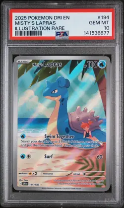 2025 Pokemon Destined Rivals Misty's Lapras #194 Illustration Rare PSA 10 GEM - Image 1