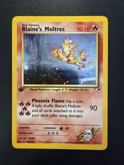 Blaine's Moltres 1st Edition 1/132 Gym Heroes SWIRL Pokemon - Image 1