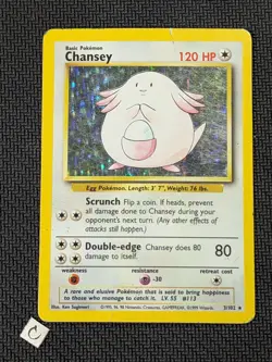 Chansey 3/102 - Base Set Unlimited Holo Rare Pokemon TCG HP/DMG - Image 1