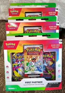 Pokemon TCG First Partner Illustration Collection Series 1 New Lot Of 3 - Image 1