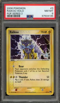 2006 Pokemon POP Series 2 Raikou-Holo #3 PSA 8 NM-Mint - Image 1