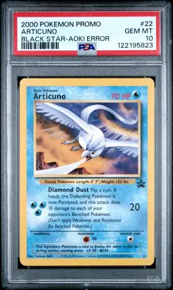 2000 Pokemon Promo Black Star #22 Articuno Toshinao Aoki Error GEM MINT PSA 10 - Image 1