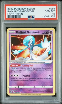 2022 POKEMON SWORD & SHIELD LOST ORIGIN #069 RADIANT GARDEVOIR PSA 10 - Image 1