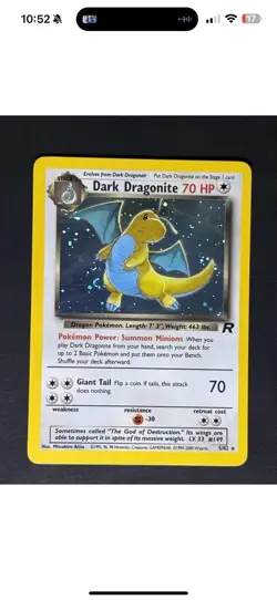 Pokemon TCG Dark Dragonite Holo Rare – Team Rocket 5/82 – WOTC SWIRL💫 - Image 1
