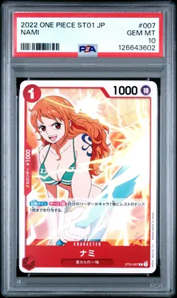 2022 ONE PIECE JAPANESE STARTER DECK ST01-STRAW HAT CREW #007 NAMI PSA 10 - Image 1