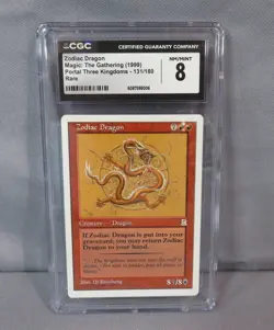 ZODIAC DRAGON 131/180 Portal Three Kingdoms RARE 1999 MTG Magic Card CGC 8 NM/M - Image 1