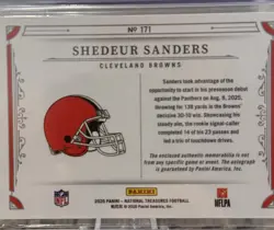 2025 National Treasures Shedeur Sanders Rookie RC Patch AUTO #d/10 SSP Browns - Image 2