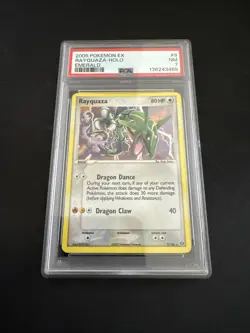 Pokemon Card Rayquaza EX Emerald Holo Rare #9 PSA 7 Near Mint - Image 1