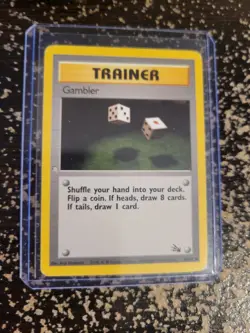 Pokemon Fossil Trainer Gambler 60/62 TCG Trading Card Game 1999 Unlimited - Image 1