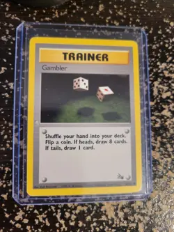 Pokemon Fossil Trainer Gambler 60/62 TCG Trading Card Game 1999 Unlimited - Image 2