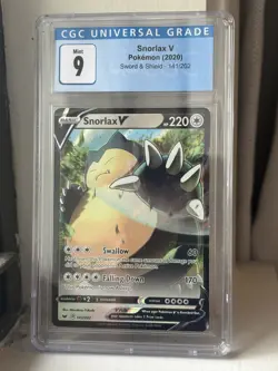 snorlax v 141/202 cgc 9 blue label graded pokemon tcg card - Image 1