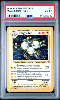 1999 POKEMON FOSSIL MAGNETON HOLO FOIL #11 PSA 4 VG-EX - Image 1