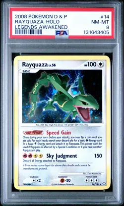 2008 POKEMON DP LEGENDS AWAKENED RAYQUAZA #14 HOLO PSA 8 NM #131643405 - Image 1