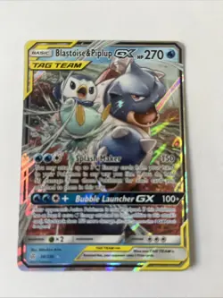 Pokemon Blastoise & Piplup GX TAG TEAM Ultra Rare 38/236 Sm-Cosmic Eclipse Holo… - Image 1