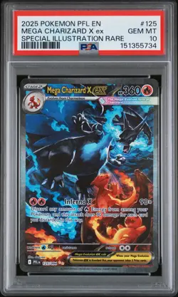 2025 POKEMON PFL EN-PHANTASMAL FLAMES #125 MEGA CHARIZARD X EX PSA 10 - Image 1