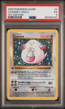 Pokemon Chansey Holo 1st Edition PSA 5 Base Set Shadowless - Image 1