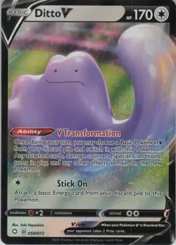 Ditto V 050/072 Holo V Rare Shining Fates Pokemon Near Mint - Image 1