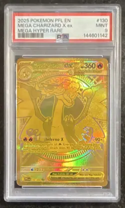 Pokemon Mega Charizard X ex Mega Hyper Rare Holo 130/094 PSA 9 EN - Image 1
