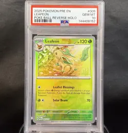 Pokemon Prismatic Evolutions Leafeon EX 006/131 Pokeball Poke Ball PSA 10 - Image 1