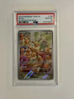 2024 POKEMON TWM EN-TWILIGHT MASQUERADE ILLUSTRATION RARE #188 EEVEE PSA 10 - Image 1