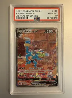 2022 POKEMON SWORD & SHIELD ASTRAL RADIANCE #172 FULL ART/MACHAMP V PSA 10 - Image 1