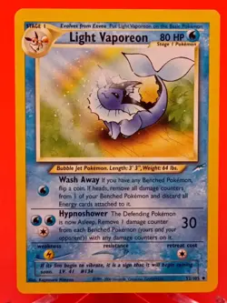 Light Vaporeon 52/105 Neo Destiny Near Mint Vintage WotC Pokemon - Image 1