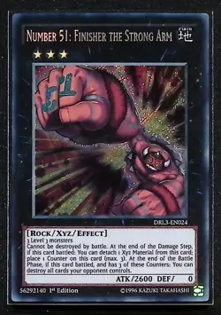 Number 51: Finisher the Strong Arm - Secret Rare DRL3-EN024 1st Edition Yugioh - Image 1